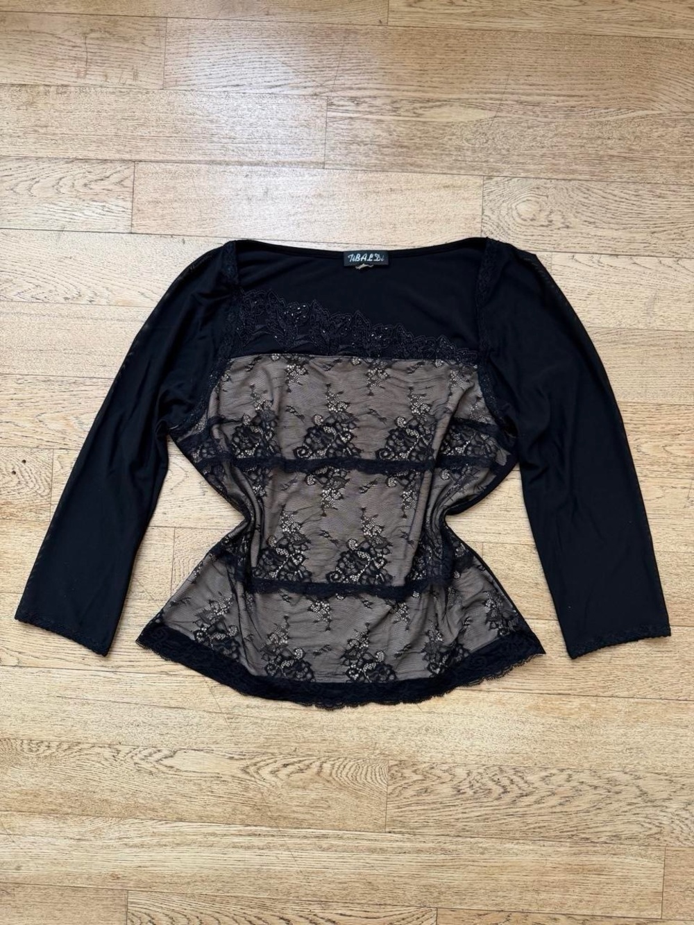 Y2K Black Sheer Lace Long Sleeve Top Gothic Romantic WhimsyGoth Shirt